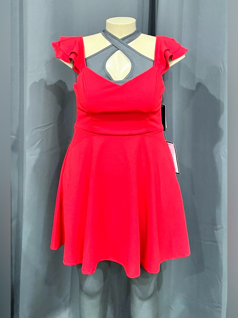 NWT Macy’s Size 17 City Studio‎ Red Mini Dress - Picture 3 of 9